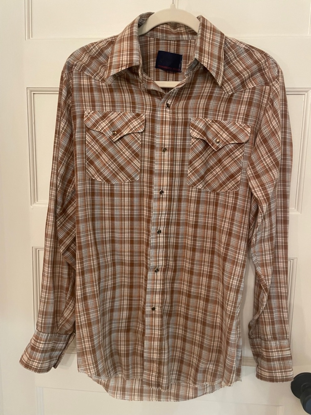 VTG Men's‎ Brown Plaid Long-Sleeve Topaz Snap Western Shirt